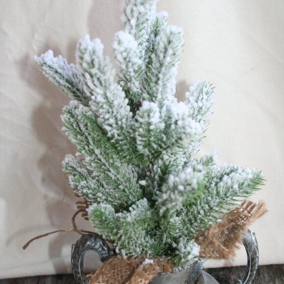 Mini Christmas Tree Pewter Pot Decor Holiday Home Evergreen Cute Rustic Cabin - Picture 4 of 13